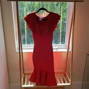Milly Dresses Milly Flounce Textured Off The Shoulder Dress In Poppyred Poshmark